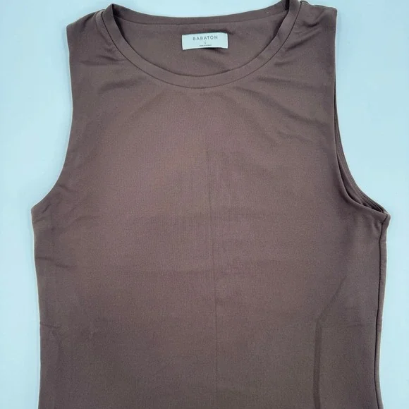 Babaton Contour Crew Neck Sleeveless Bodysuit Dark Brown L Aritzia Coffee - Picture 2 of 7